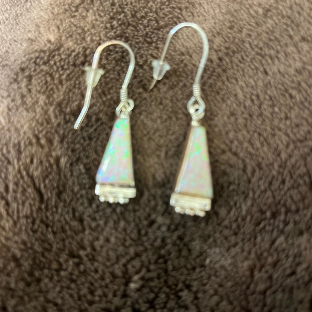 Sterling and Pink Opal, Rose Gold Plated Earrings